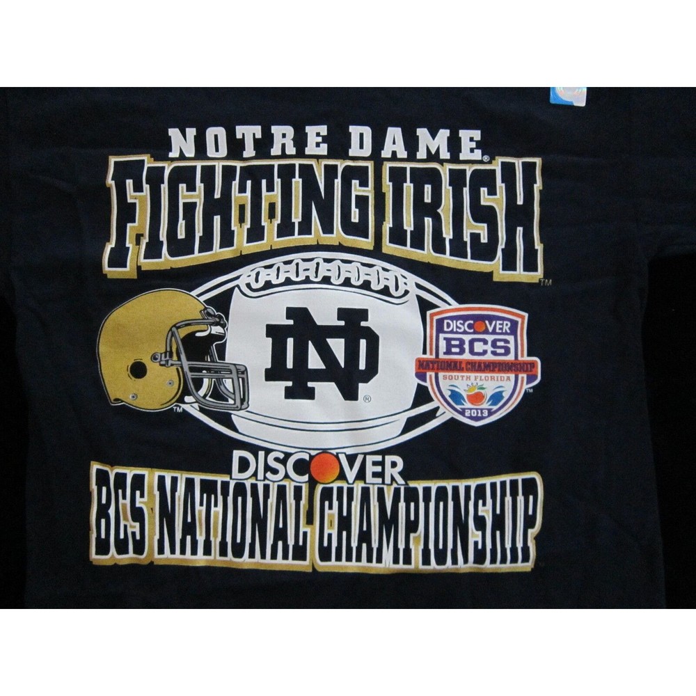 NOTRE DAME FIGHTING IRISH Shirt BCS Youth BOYS Large 14-16 FOOTBALL Blue 2013